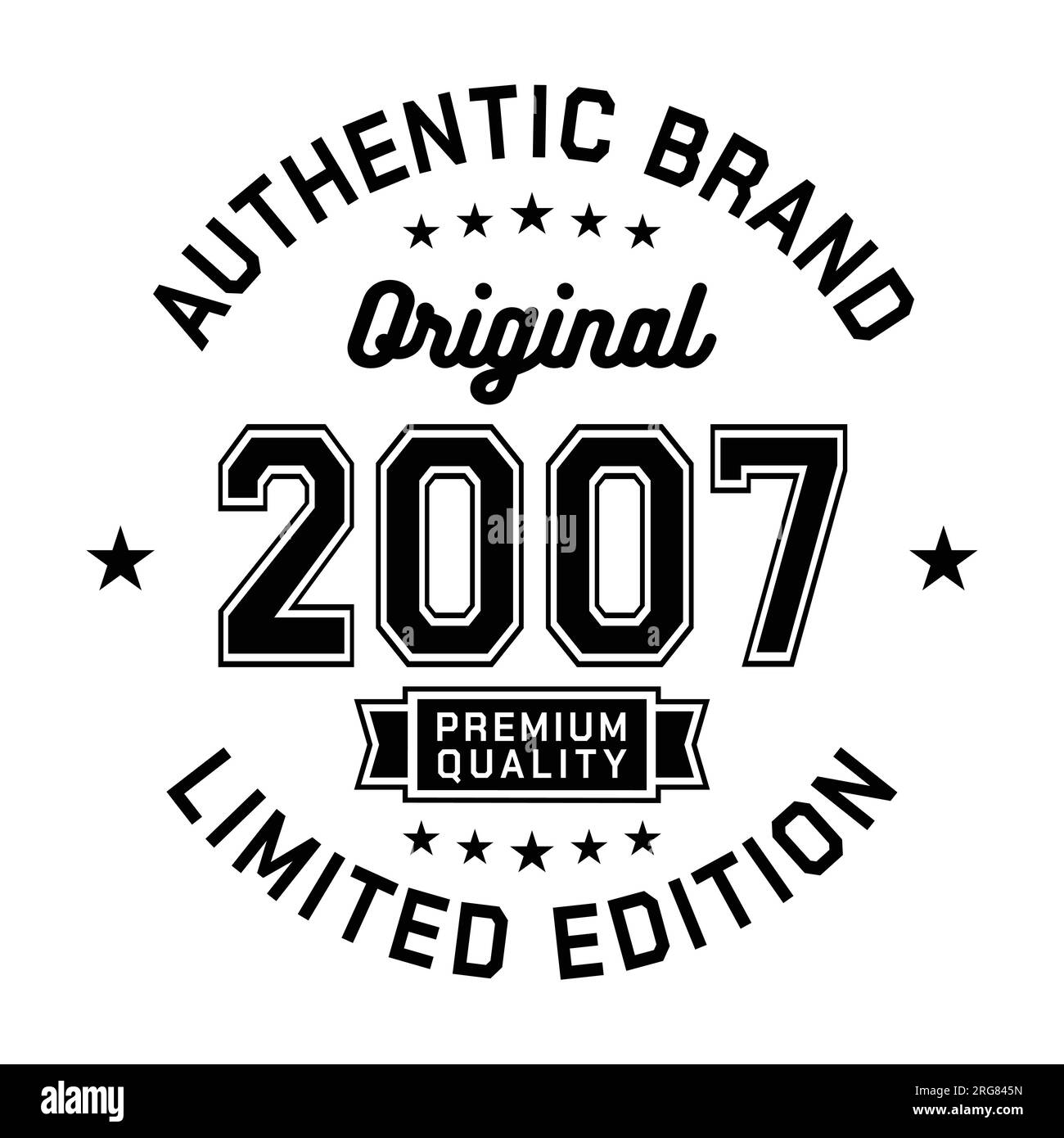 2007 authentische Marke. Modisches Bekleidungsdesign. Grafikdesign für T-Shirt. Vektor und Illustration. Stock Vektor