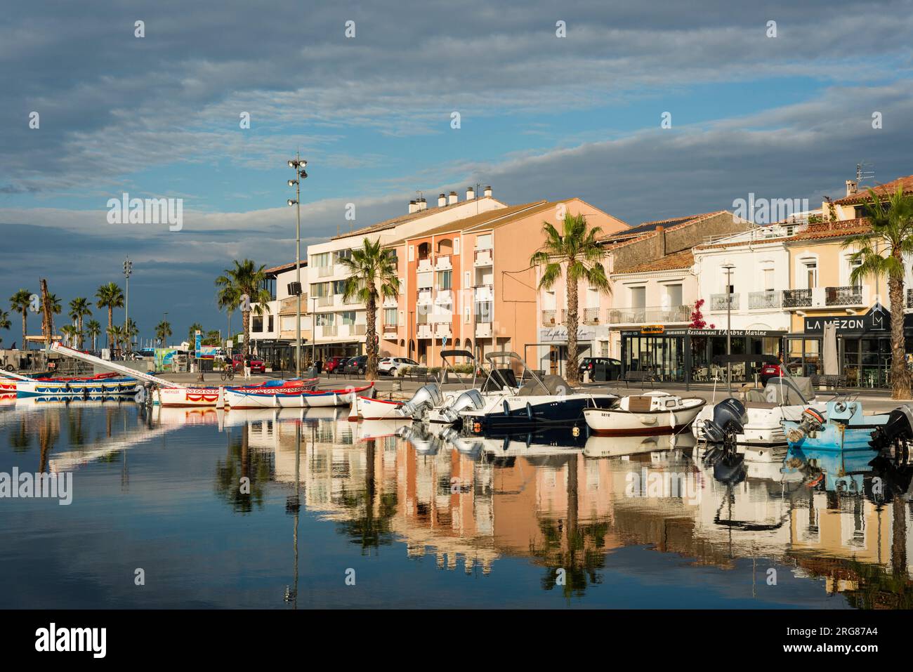 Blick auf den Hafen von Meze, Herault, Occitanie, Frankreich Stockfoto