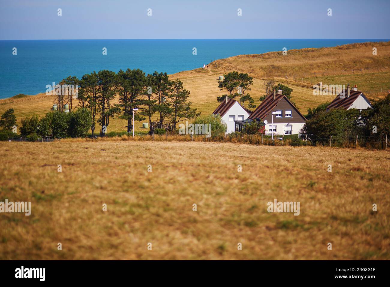 Malerische Panoramalandschaft von Sainte-Marguerite sur Mer, Normandie in Frankreich Stockfoto