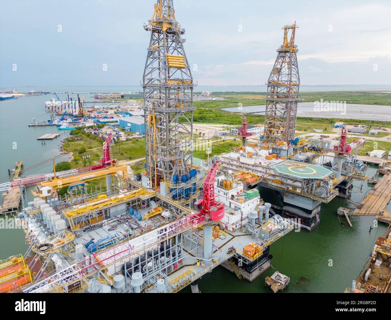 Galveston, TX, USA - 23. Juli 2023: Luftbild Gulf Copper Dry Dock and Rig Repair Stockfoto