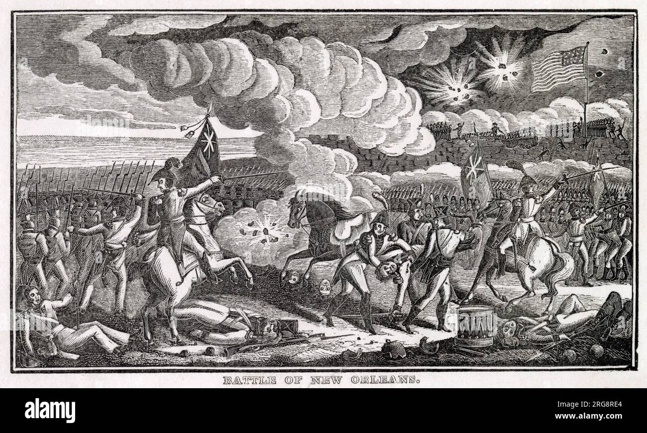 Die Briten besiegten New Orleans (nachdem der Frieden beendet war) während des angloamerikanischen Krieges von 1812 Stockfoto