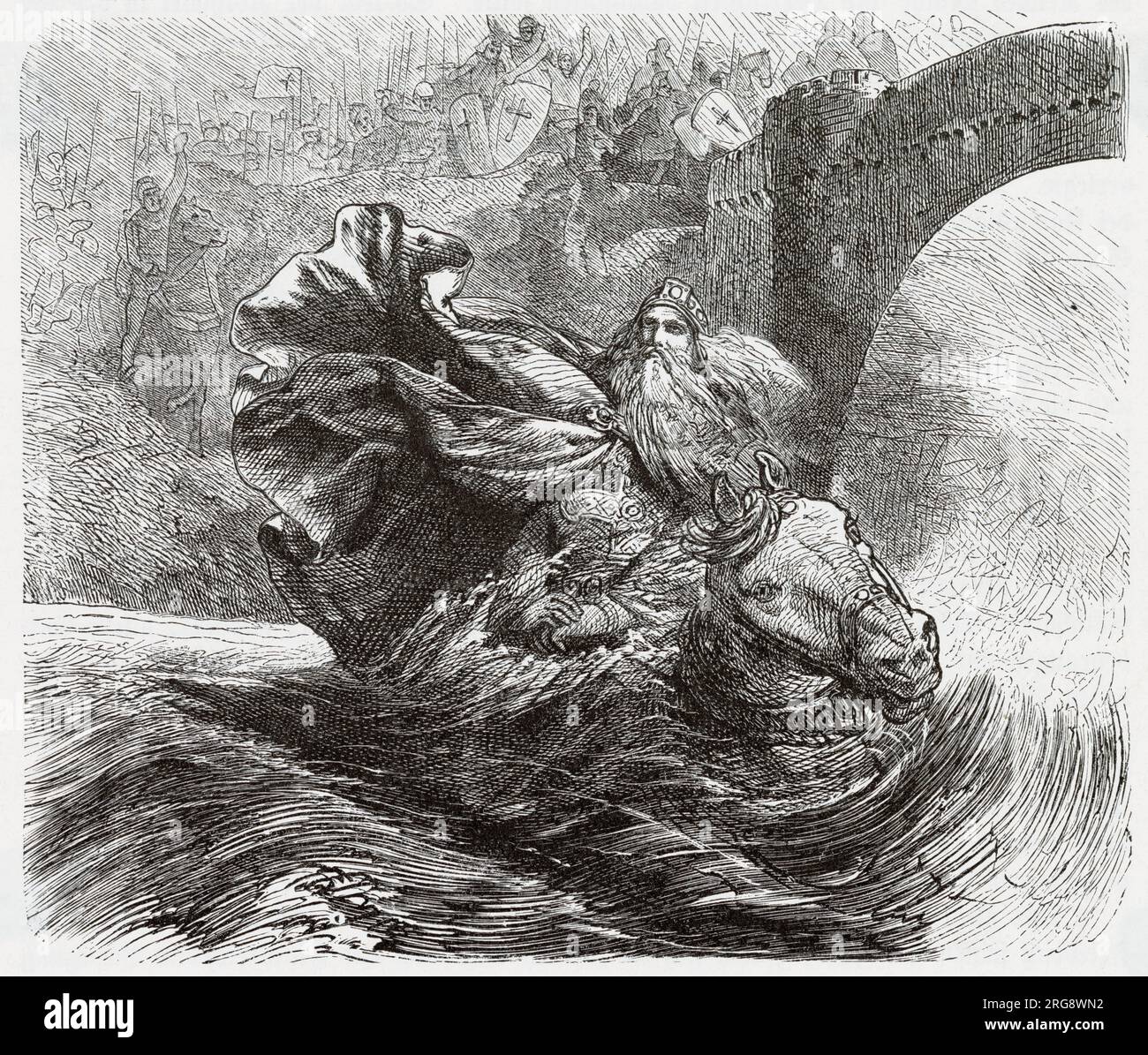 Der Tod von Friedrich I. in Calycadnus (Goksu), Fluss Cilicia. Stockfoto