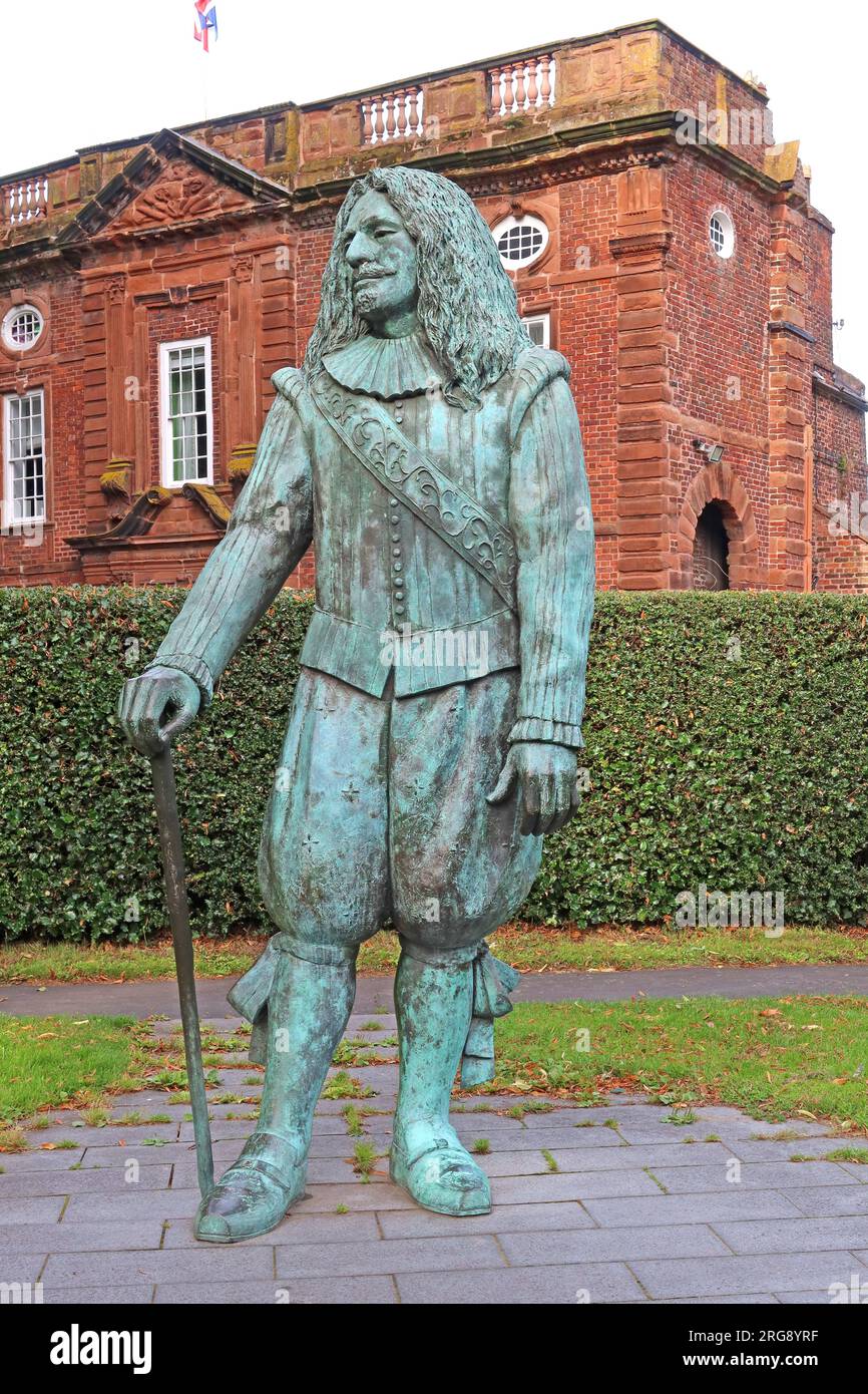 Die Childe of Hale-Statue von Diane Gorvin, einem Riesen mit neun Fuß, drei Zoll groß, Hale Village, Halton, Merseyside, ENGLAND, GROSSBRITANNIEN, L24 4WB Stockfoto