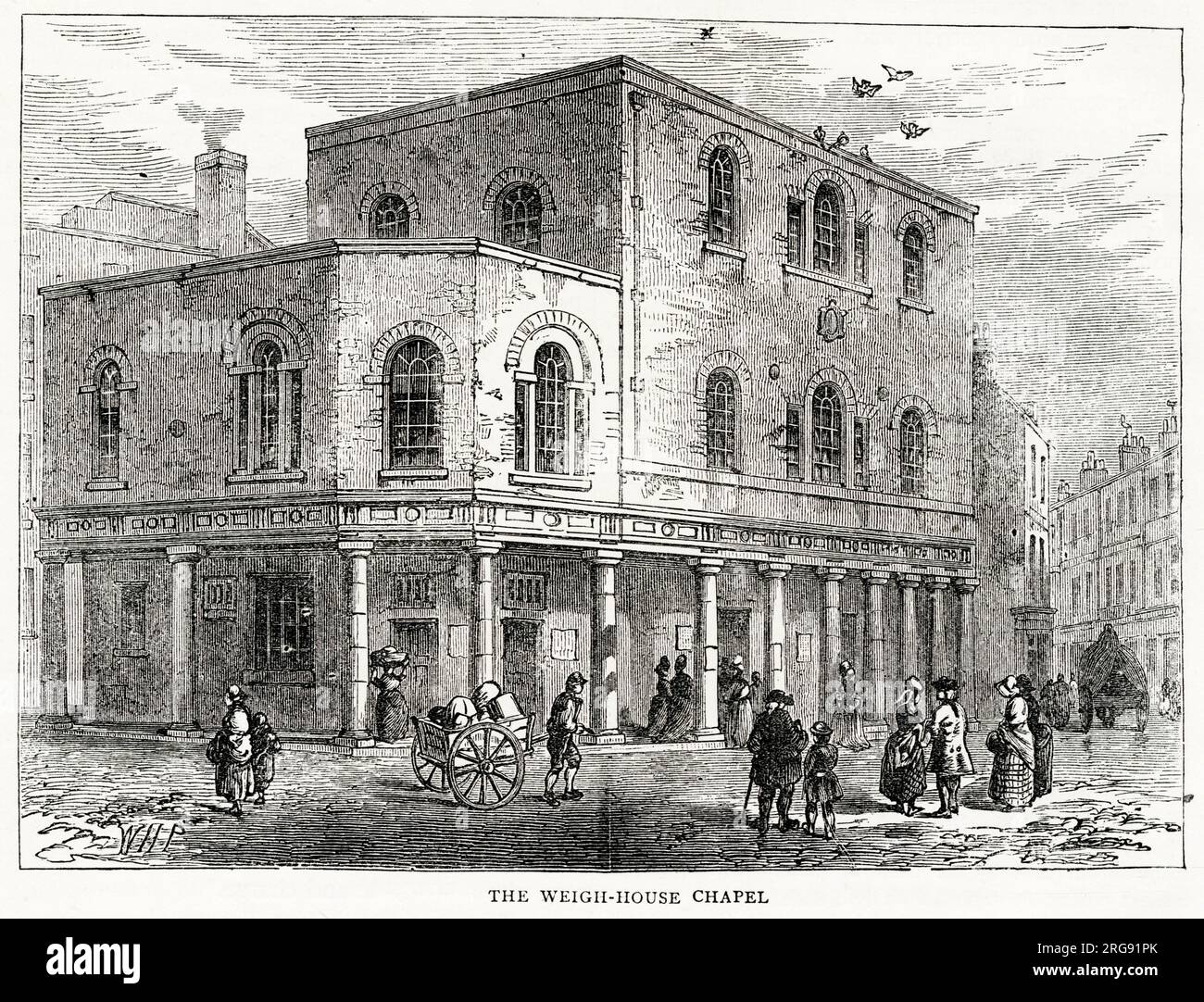 Die alte King's Weigh House Chapel, Little Eastcheap, London. Früher war es die übliche Praxis, dass Waren, die von ausländischen Händlern nach London gebracht wurden, in Anwesenheit von vereidigten Beamten am Balken des Königs gewogen wurden. Stockfoto