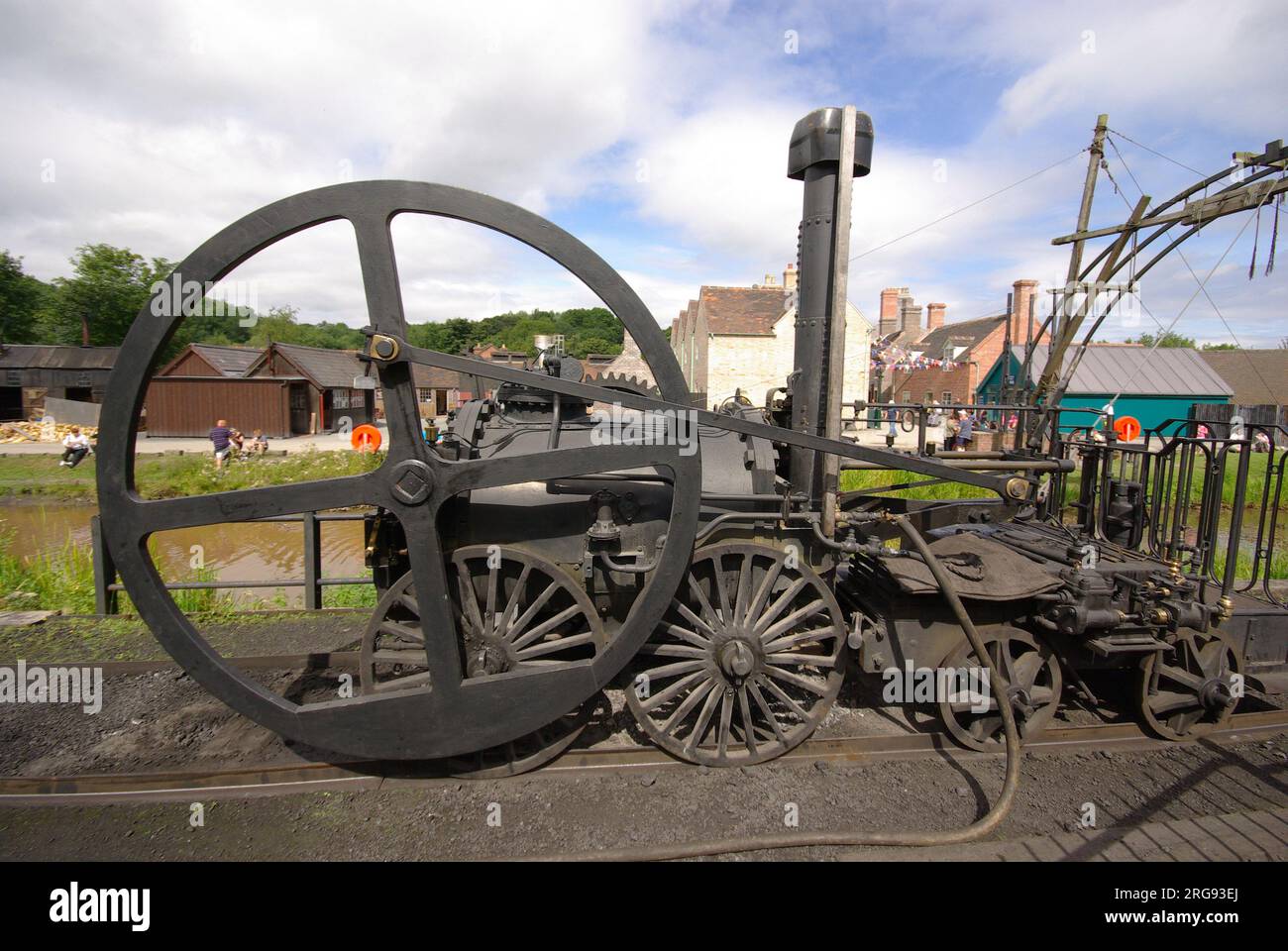 Eisenarbeiten auf einer Eisenbahnstrecke im Blists Hill Museum in der Severn Gorge bei Telford, Shropshire. Stockfoto