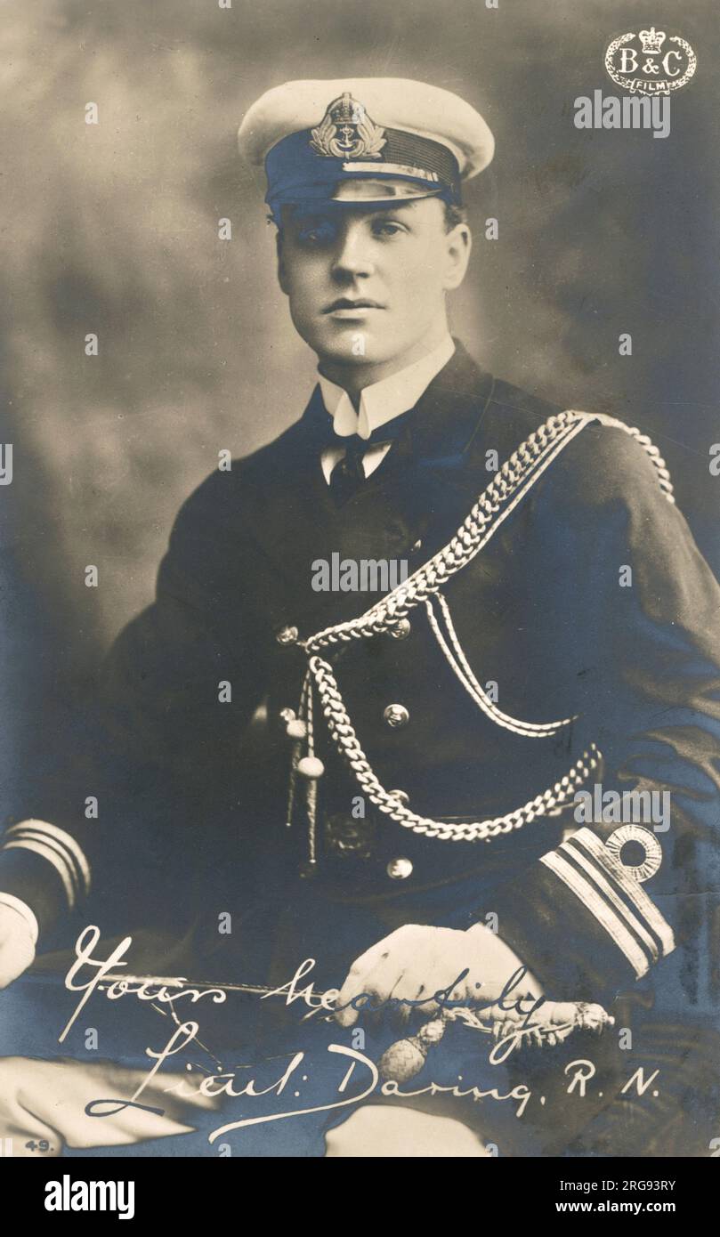 The Role of Lieutenant Daring, Rn (hauptsächlich) gespielt von Percy Moran, und Harry Lorraine - eine Action-Adventure-Serie, produziert von British & Colonial mit einem schillernden Marineheld (1912-1914). Leider konnten wir nicht feststellen, welcher Akteur in diesem Fall die Rolle spielt. Stockfoto