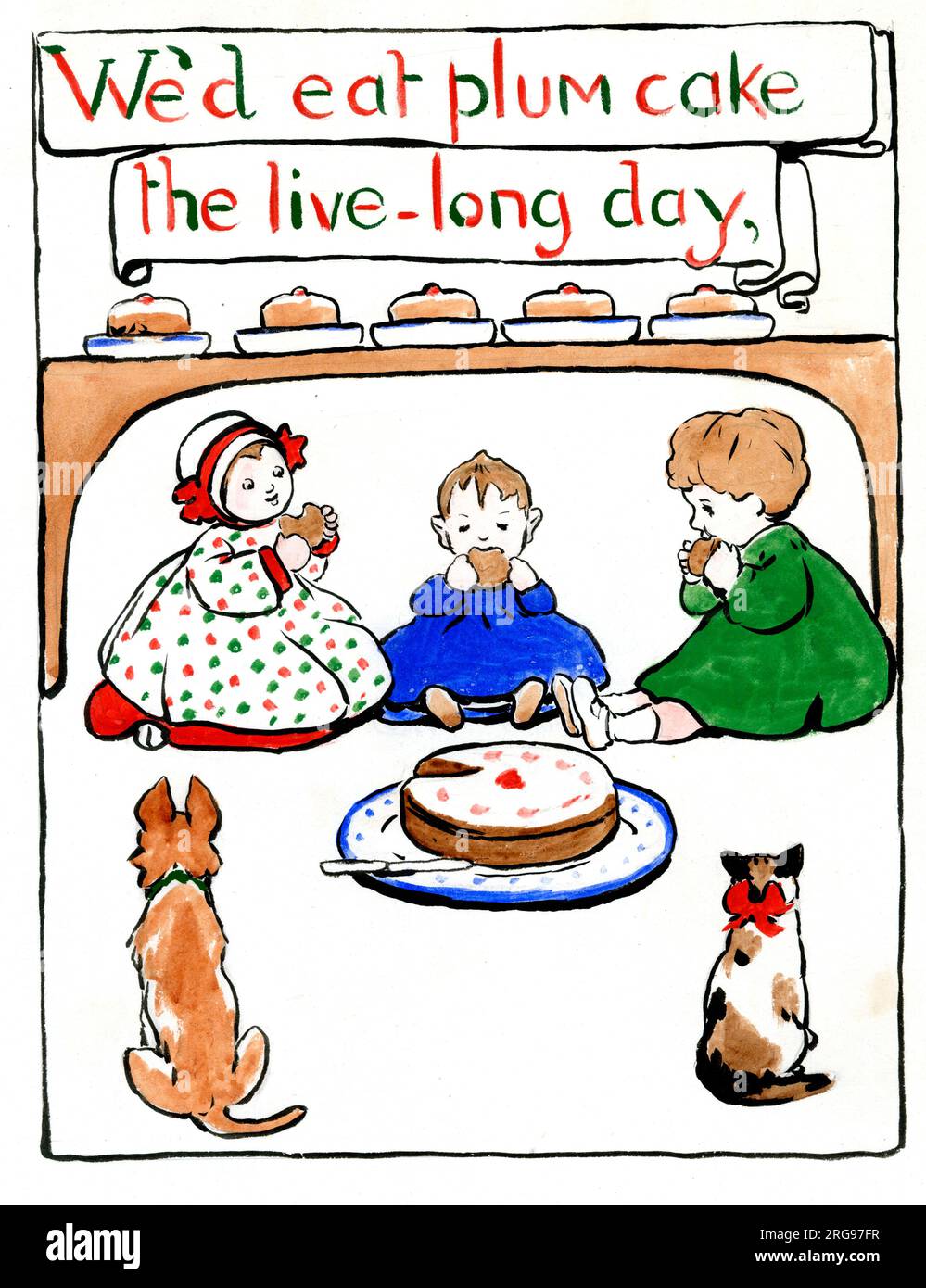 Wir würden Pflaumenkuchen essen, an einem langen Tag, aus Wenn Märchen wahr wären! Von Minnie Asprey. (6 von 7) Stockfoto