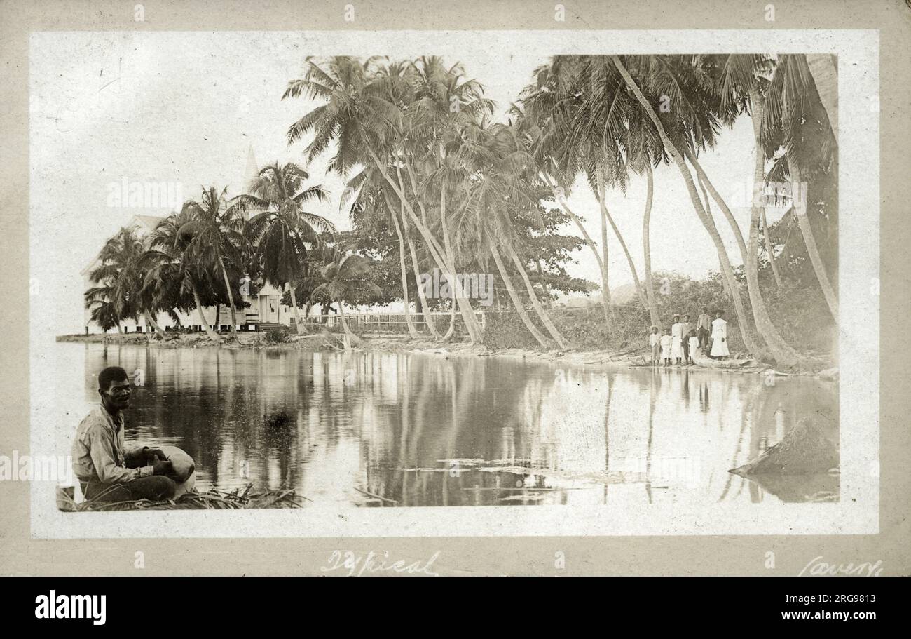 Belize, Britisches Honduras - Typische Küstenlandschaft. Stockfoto