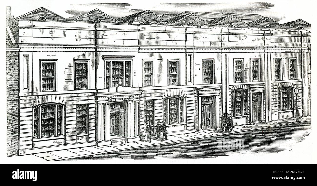 Bahnhof in der Liverpool Road, Manchester (Liverpool und Manchester Railway Route), der 1830 für den Personenverkehr eröffnet und 1844 geschlossen wurde. Nach diesem Datum wurde es als Warenhaus genutzt. Stockfoto