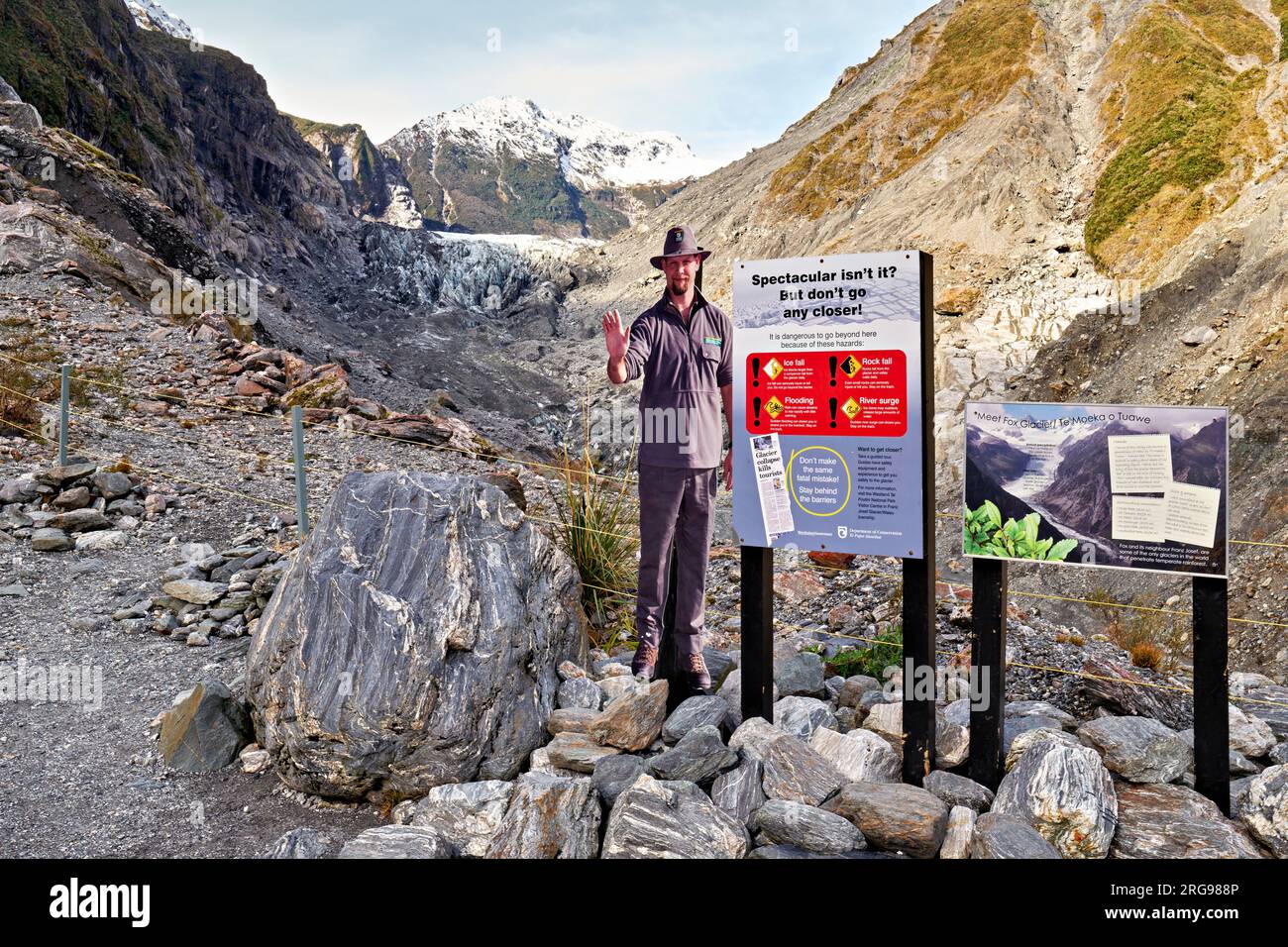 Neuseeland. Der Spaziergang zum Fox Glacier. Westland Tai Poutini Nationalpark Stockfoto