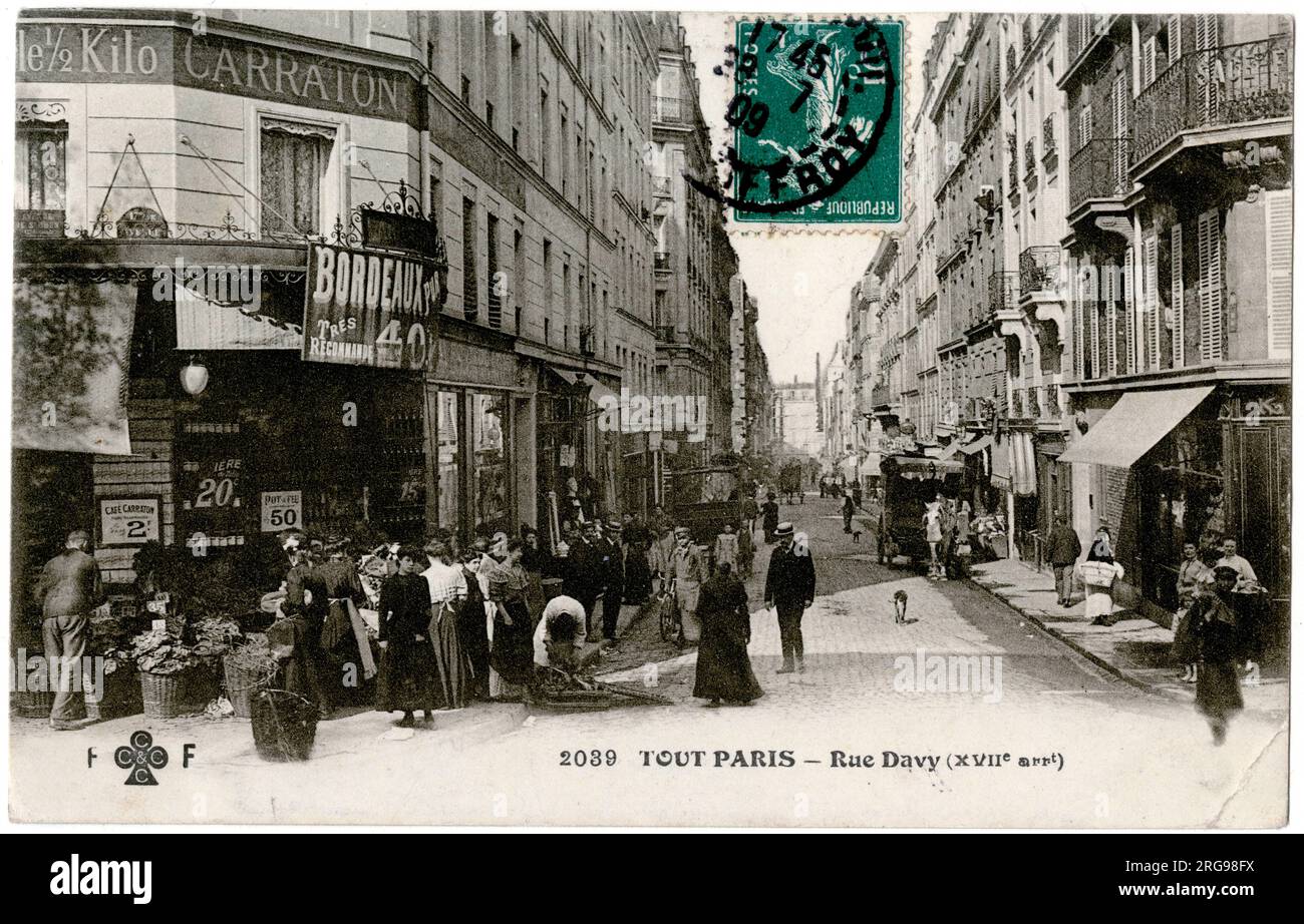 Rue Davy, abseits der Avenue de St Ouen, 17. Arrondissement, Paris, Frankreich. Stockfoto