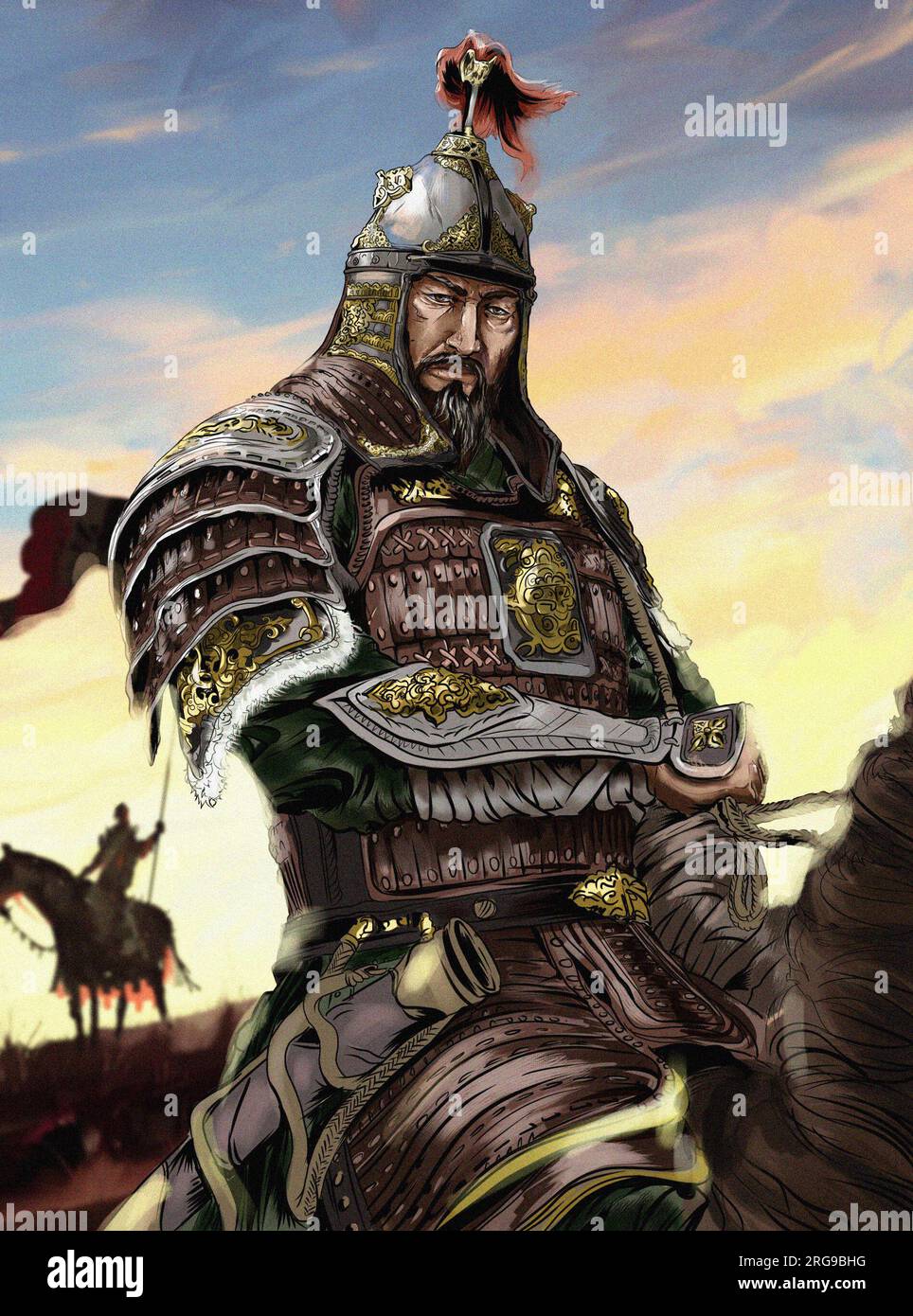 Bumin Khagan (Illig Qaghan, regiert 551-552), Gründer des Turkischen Kaghanats. Diese Regierungsform war typisch für die eurasische Steppe vom 6. Bis zum 10. Jahrhundert. Stockfoto