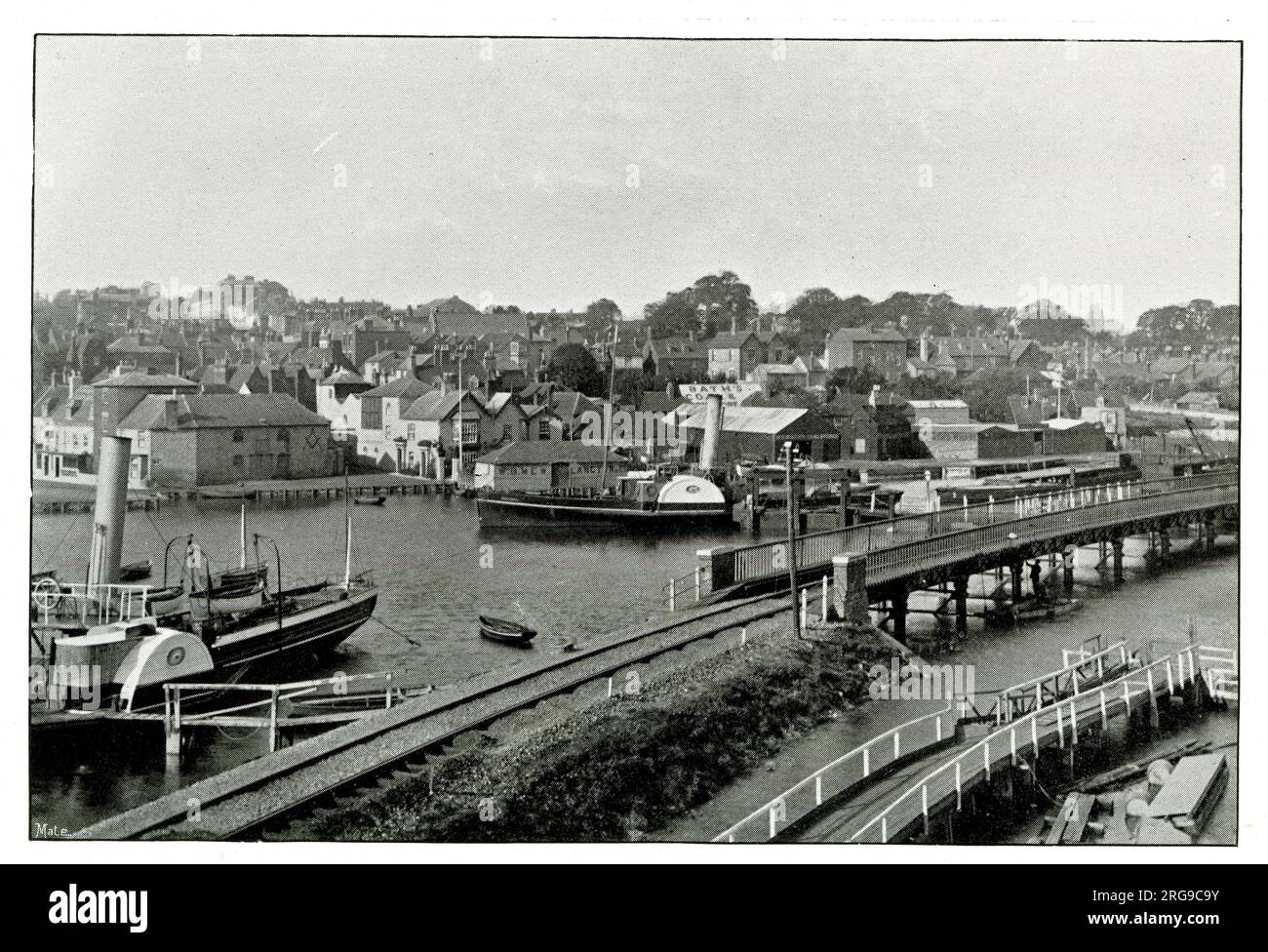 Dampfschiffe, Lymington, vom Fluss. Stockfoto