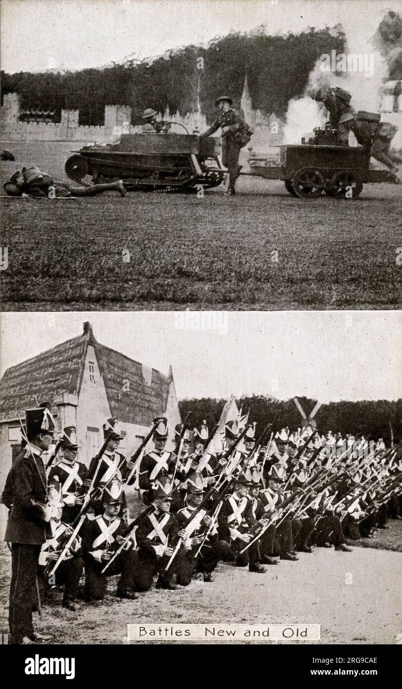 Das Silver Jubilee Aldershot Militär-Tattoo. Eine jährliche Veranstaltung aus dem Jahr 1894. In den 1920er und 1930er Jahren präsentierte das Aldershot Command Searchlight Tattoo in der Rushmoor Arena Ausstellungen aus allen Bereichen der Dienste, einschließlich Aufführungen mit Flammenfackeln. Zu einer Zeit zogen die Vorstellungen Menschenmassen von bis zu 500.000 Personen an. Das Tattoo wurde organisiert, um Geld für militärische Wohltätigkeitsorganisationen zu sammeln. Bis Ende der 1930er Jahre wurden jährlich rund £40.000 000 Menschen auf die Veranstaltung gebracht. Die Erste Kavallerie-Brigade - Der Angriff. Stockfoto