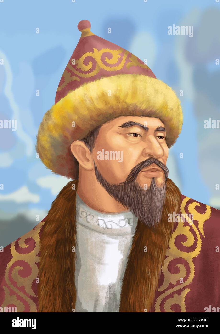 Yesim Khan - der kasachische König, der eine grundlegende Rolle bei der Reform des politischen Systems des kasachischen Staates spielte. Stockfoto