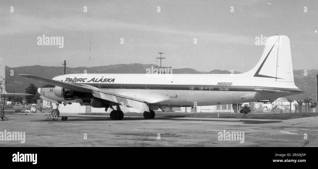 Douglas DC-6B N66DG (msn 44081) aus Pacific Alaska Stockfoto