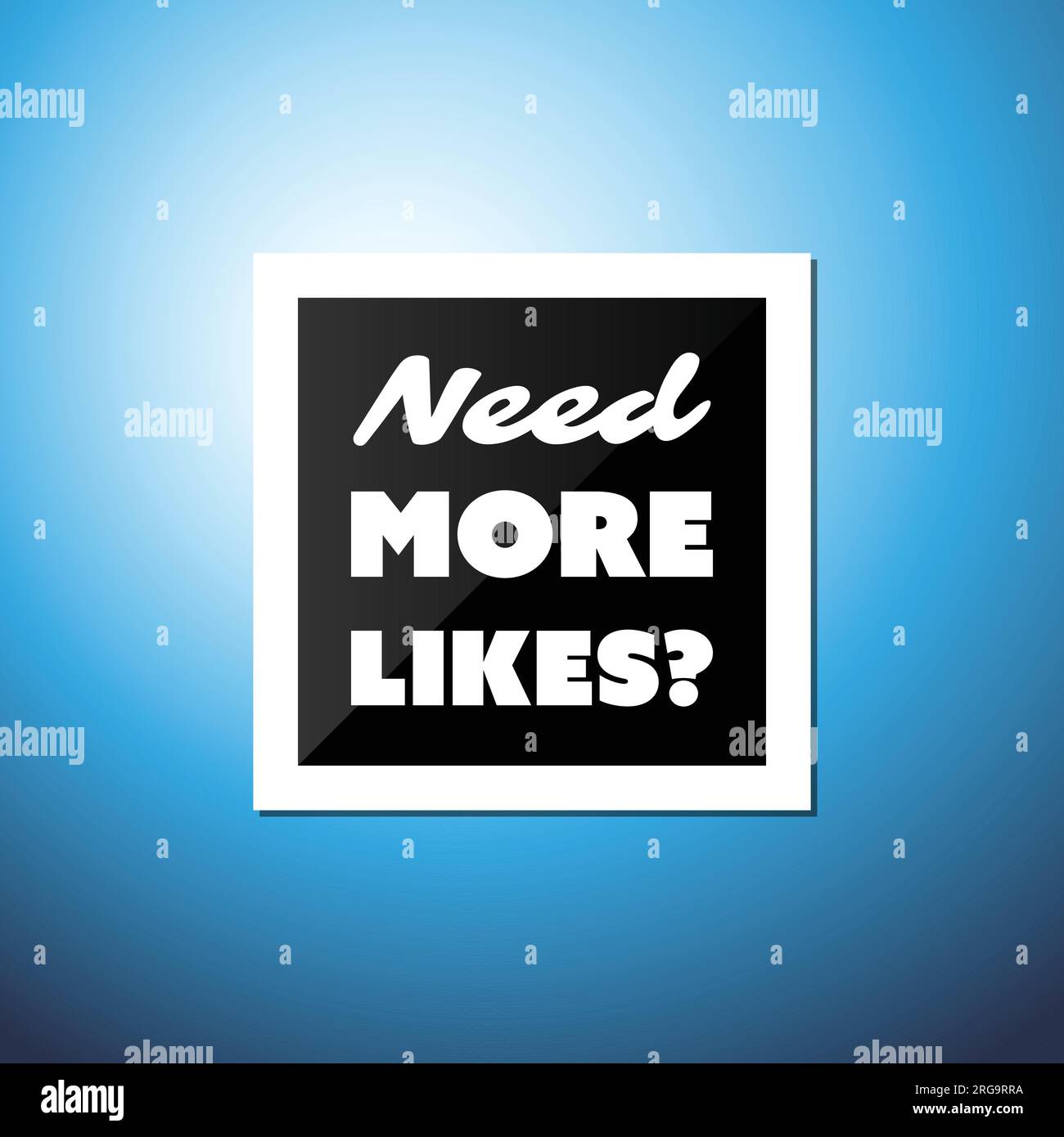 Mehr Likes erforderlich – Karte mit blauem Hintergrund Stock Vektor