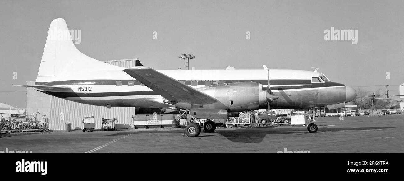 Convair CV-580 N5812 (msn 135) lieferte KLM 1953 neu als CV-340-48 PJ-CVB Bonaire, umgewandelt in CV-440-4 und registriert als PH-CGK, später 1960 als CF-ECS in CV-580 umgewandelt. N5812bought 1-66Allegheny Airlines N5812leased 3-78 von Plymouth Leasing an Evergreen International Airlines N5812 freigegeben an Interstate Airlines bekannt als ZS-SKK in der Demokratischen Republik Kongo im Jahr 2005. Stockfoto