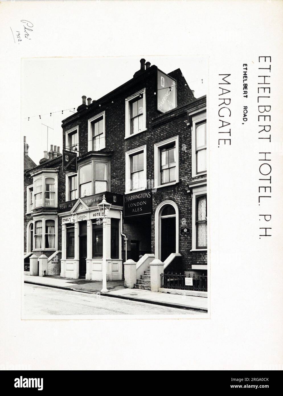 Foto: Ethelbert Hotel, Margate, Essex. Die Hauptseite des Aufdrucks (hier abgebildet) zeigt: Die rechte Seite des Pubs. Auf der Rückseite des Aufdrucks (auf Anfrage erhältlich) ist Folgendes angegeben: Trading Record 1950 . 1963 für das Ethelbert Hotel, Margate, Essex CT9 1SH. Seit Juli 2018 . Jetzt in privaten Haushalten Stockfoto