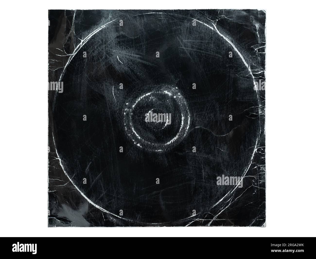 Altes schwarzes Vinyl-Album-Cover auf weißem Hintergrund mit Beschneidungspfad Stockfoto