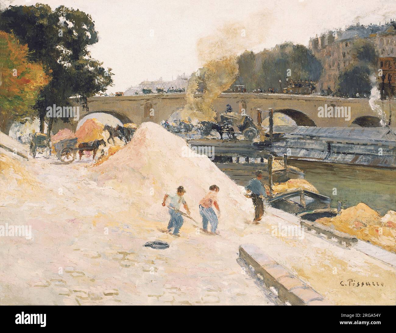 Pont-Marie vom Quai d'Anjou etwa 1875 von Camille Pissarro Stockfoto