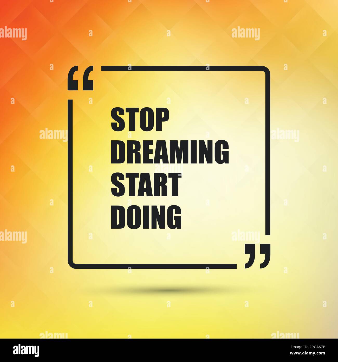 Stop Dreaming Start Do – inspirierendes Zitat, Slogan, Slogan auf einem abstrakten gelben Hintergrund Stock Vektor