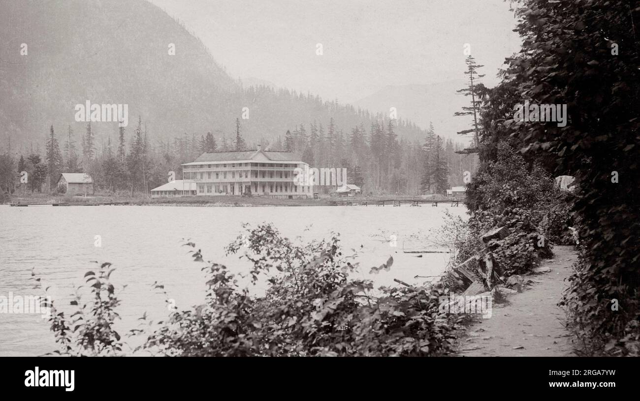 Saint Alice Hotel, Harrison Hot Springs, British Columbia, Kanada. Vintage 19. Jahrhundert Foto. Stockfoto