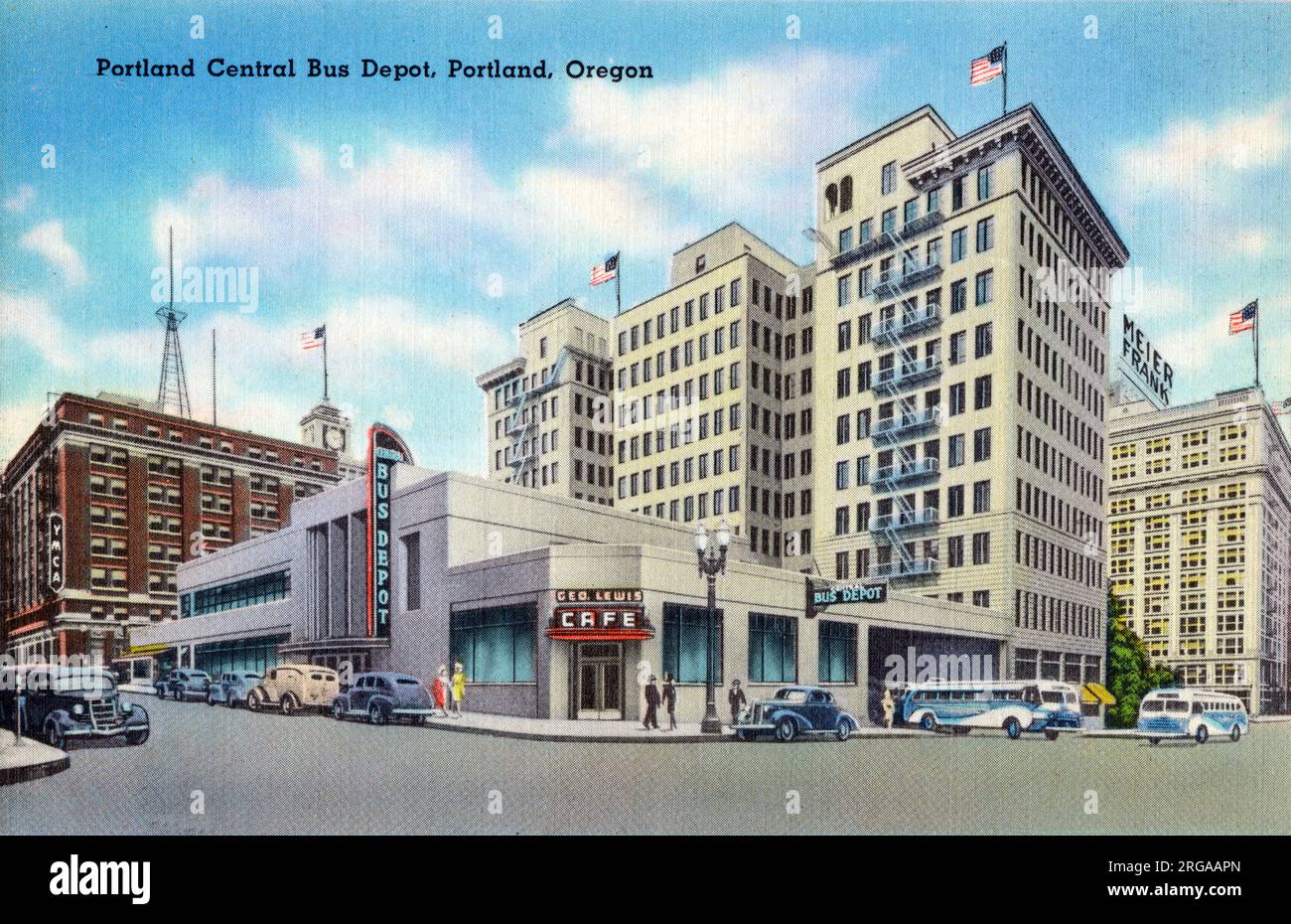 Portland, Oregon, USA – zentrales Busdepot. Stockfoto