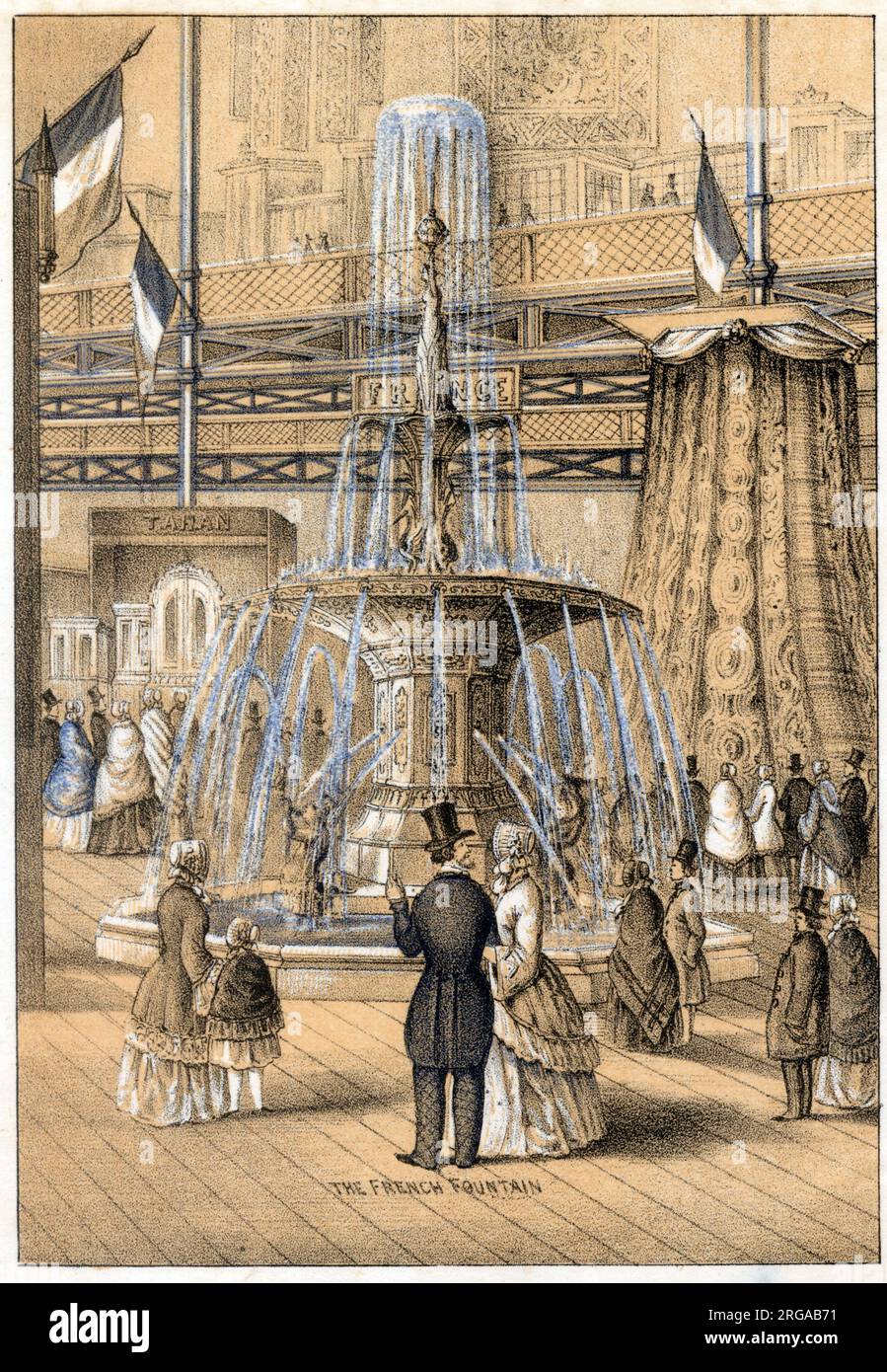 Die große Ausstellung von 1851, Hyde Park, London - der französische Brunnen Stockfoto
