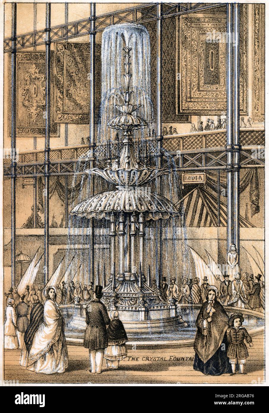 Die große Ausstellung von 1851, Hyde Park, London - The Crystal Fountain Stockfoto