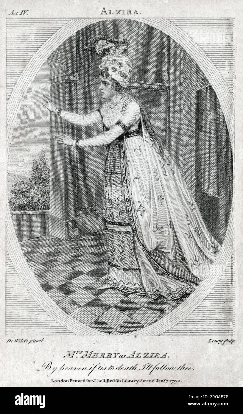 Frau Merry (Anne Brunton) in der Titelrolle von Alzira in 'Alzira; oder die spanische Beleidigung bereut' - 'beim Himmel, wenn 'es der Tod ist, Folge ich dir' (Akt IV) Stockfoto