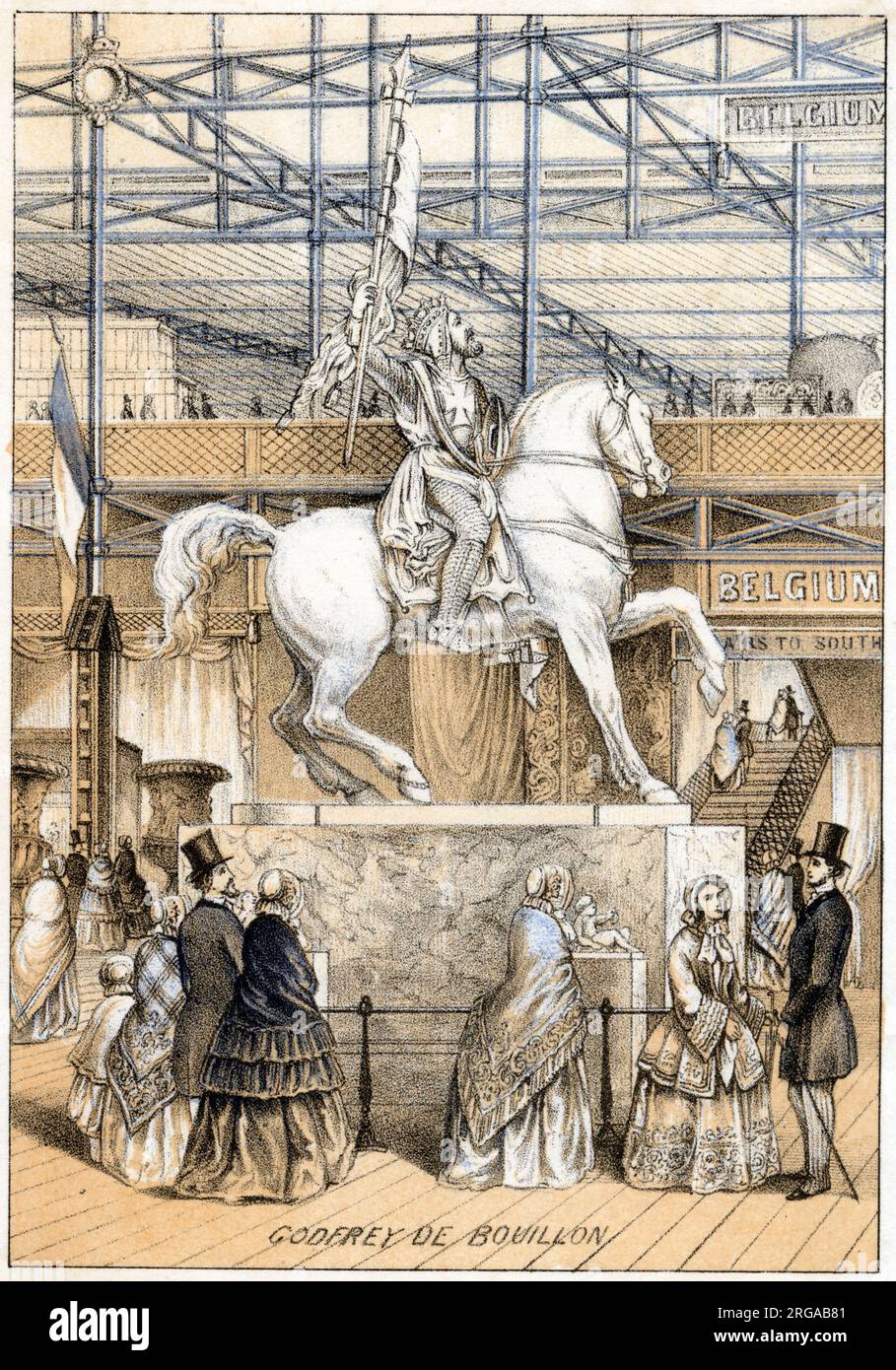 Die große Ausstellung von 1851, Hyde Park, London - Statue von Godfrey de Bouillon Stockfoto