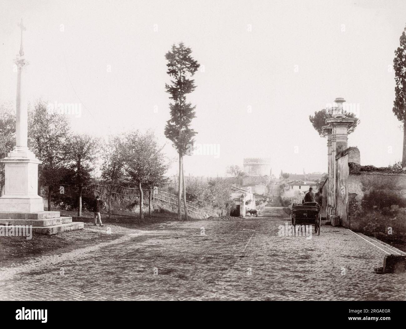 Vintage 19. Jahrhundert Foto: Via Appia, Appian Way, Grab von Cecilia Metella. Rom Italien. Stockfoto
