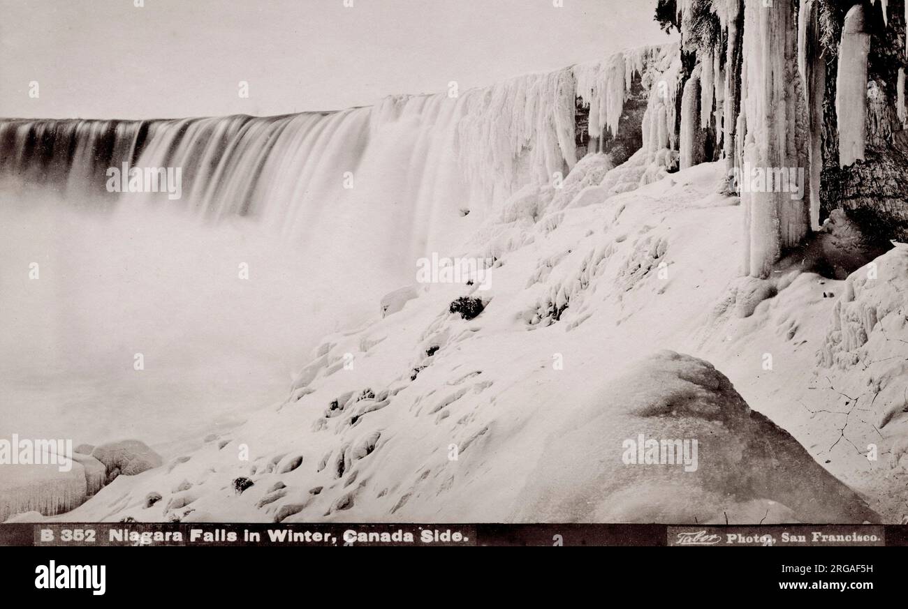 19. Jahrhundert Vintage-Foto: Niagara Herbst im Winter, gefroren. Isaiah Taber Studio. Stockfoto