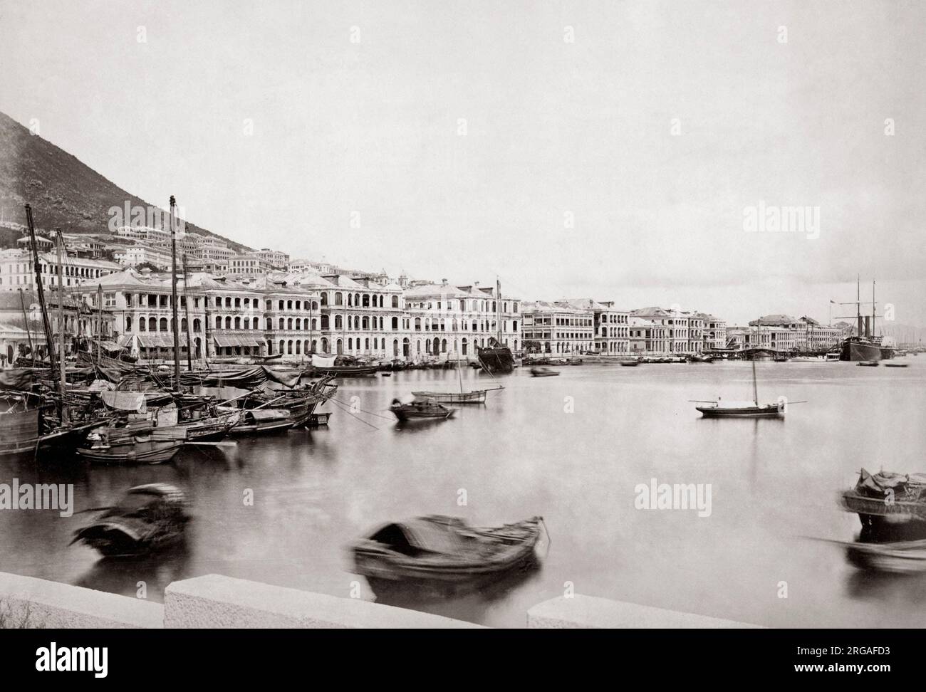 Die praya und Boote, Hong Kong c 1860 Stockfoto