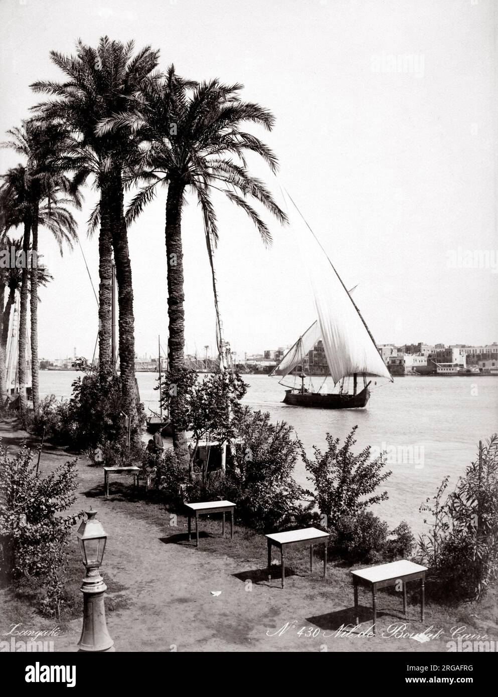 C 1880 s Ägypten Kairo - Segel Boot auf dem Nil Stockfoto