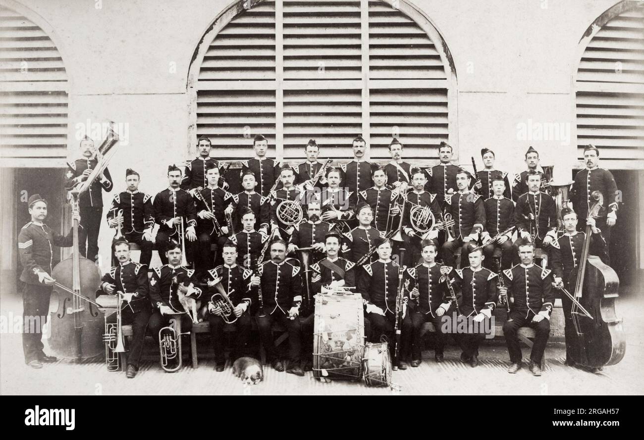 Vintage 19. Jahrhundert Foto: Band des 2. Bataillons, das Cheshire Regiment, britische Armee Stockfoto