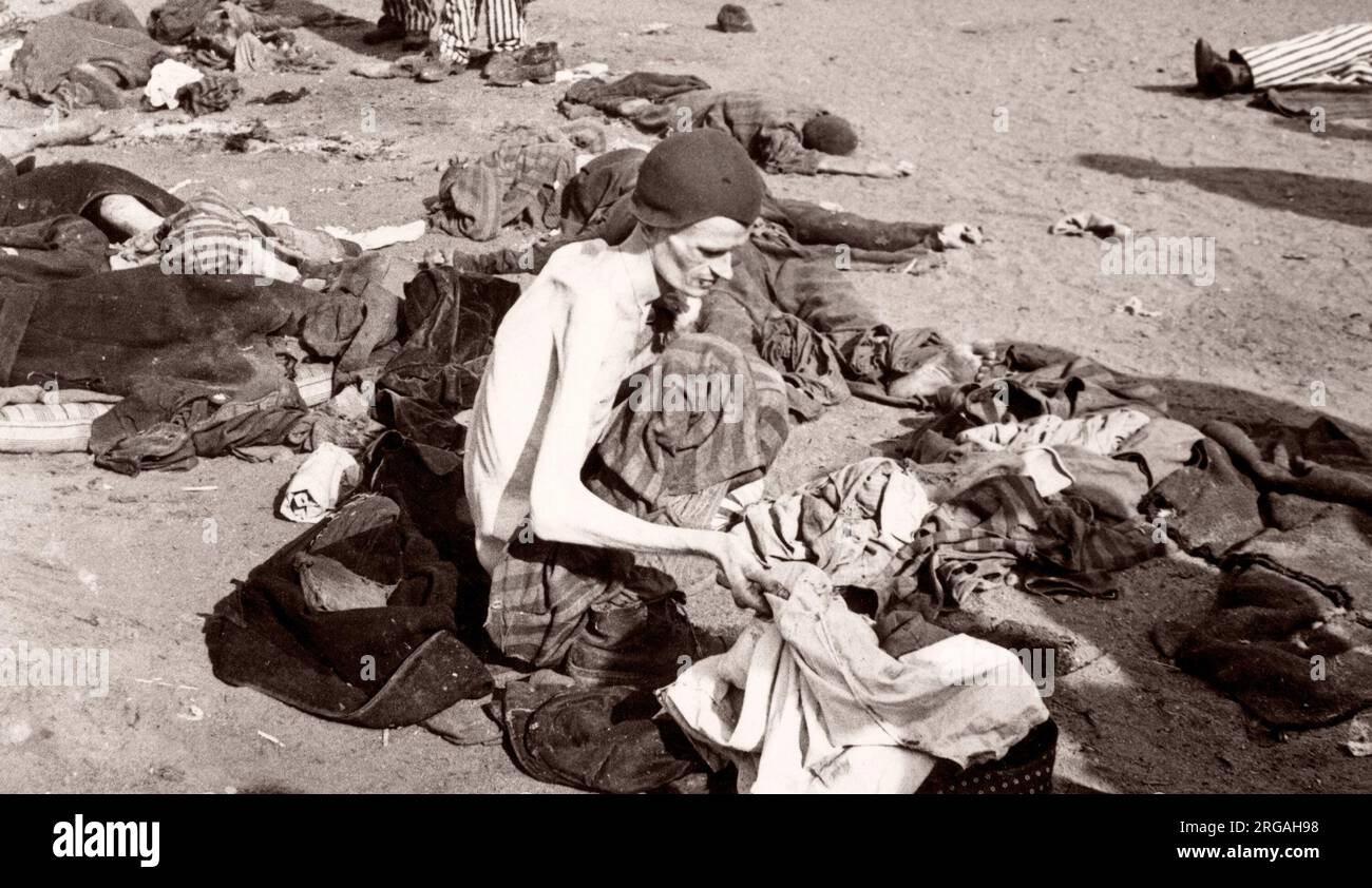 Weltkrieg 2 II WK 2 - vintage Fotografie - Szene im Kz Belsen Stockfoto