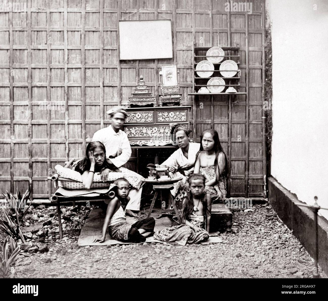 C 1880 Südostasien - Familie Malaiisch Niederländisch Ostindien, Java, Indonesien Stockfoto