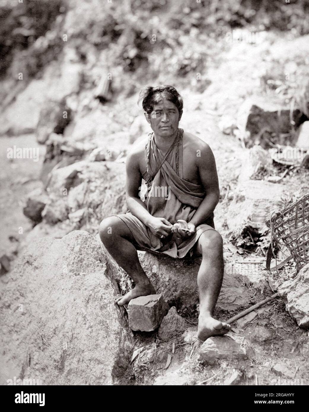 C. 1860 Indien - lepcha oder Rongkup Mann von Sikkim, Nepal, Bhutan. Samuel Bourne. Stockfoto