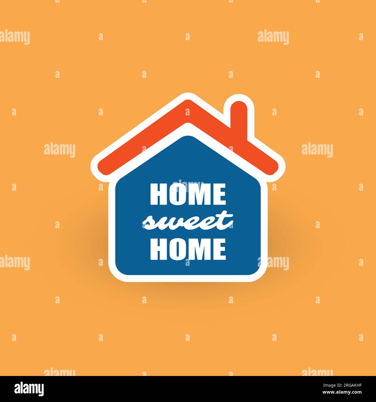 Home, Sweet Home Typografie Design – Orange Und Blau Stock Vektor