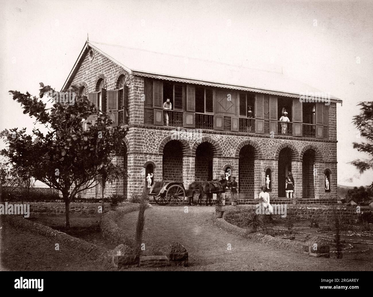Europäische Residenz, Khamgaon, Indien. Ende 19th Jahrhundert Stockfoto