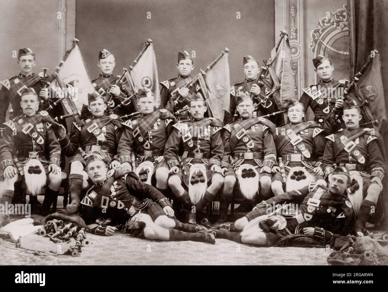 Schottischen Regiments, britische Armee, Pipe Band, Malta oder Ägypten, 1880 Stockfoto
