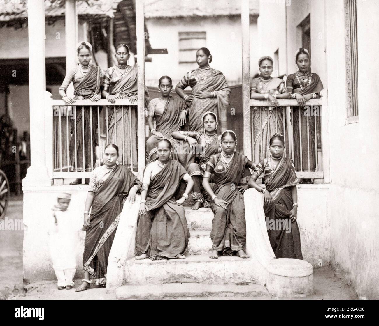Porträt der Gruppe indischer Frauen, Indien, c 1880 s Stockfoto