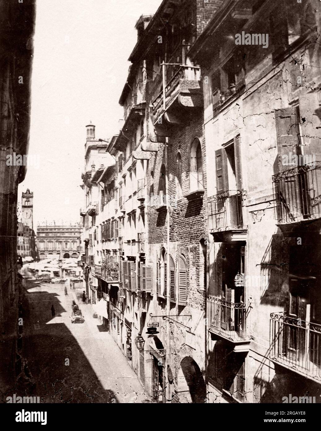 Spätes 19th Jahrhundert Vintage-Foto: Haus der Julia, Via Capella, Verona, Italien. Stockfoto