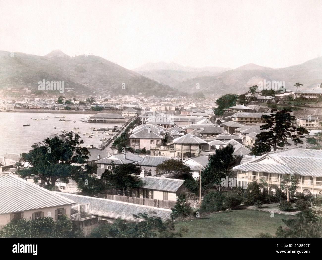 C. 1880 Japan - Blick auf die fremden Siedlung auf Dejima in Nagasaki Stockfoto