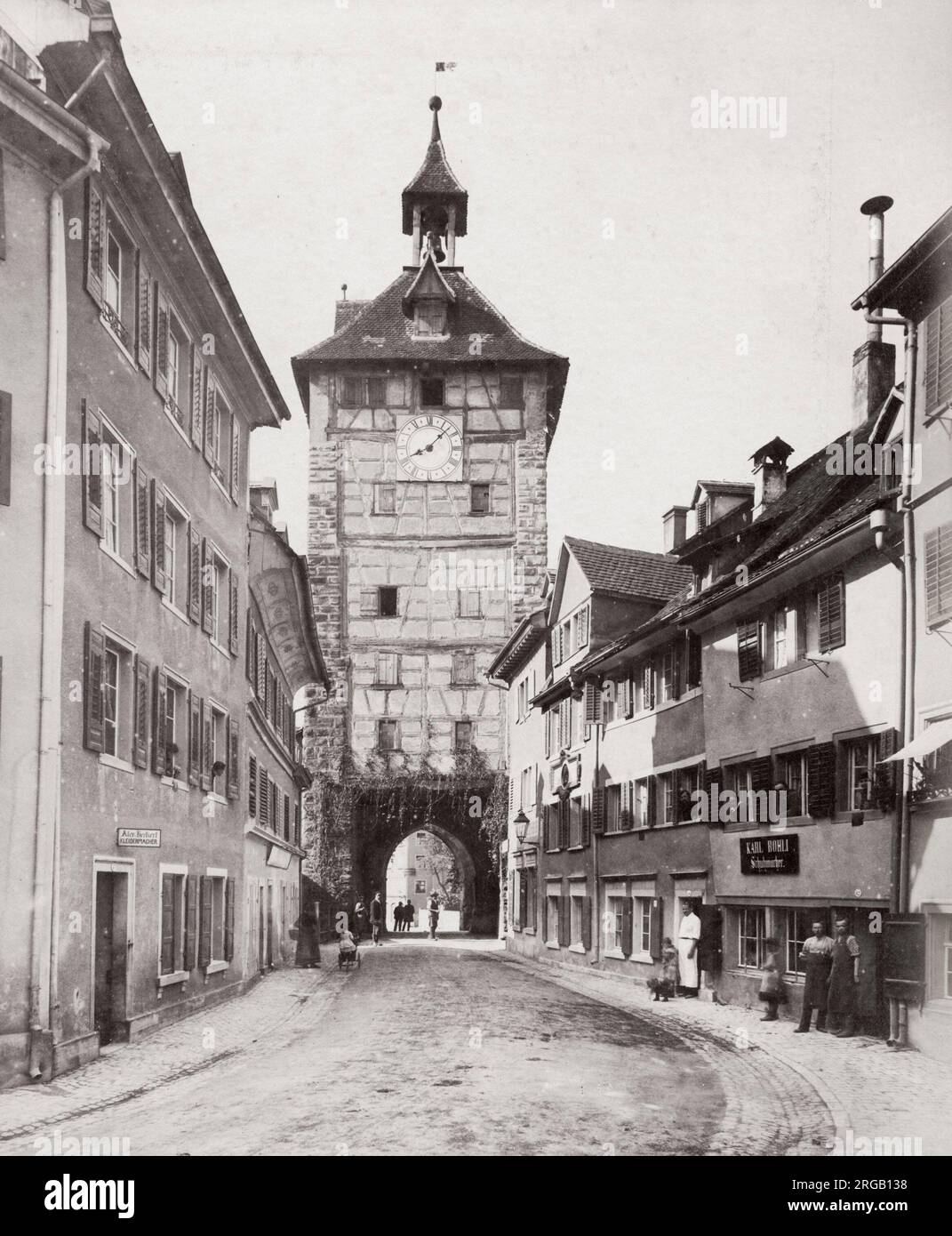 Jahrgang 19. Jahrhundert Foto: Deutschland - Konstanz ist eine Stadt am Bodensee, in Süddeutschland. Zu seinem erhaltenen mittelalterlichen Stadtteil Niederburg gehört der romanische Konstanzer Dom Stockfoto