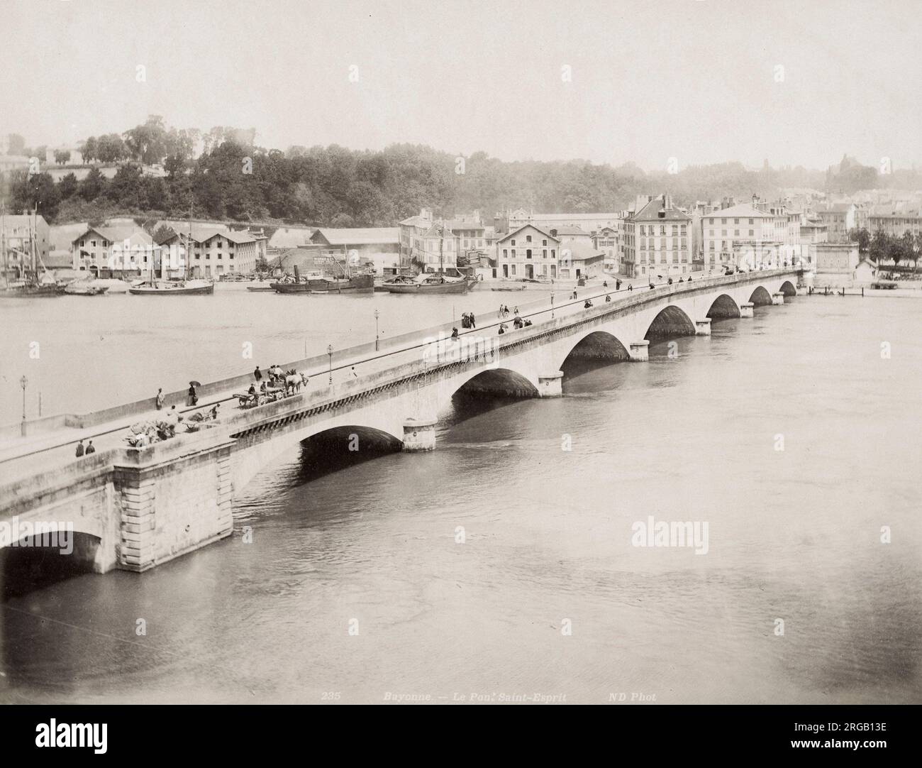 Vintage 19. Jahrhundert Foto: Frankreich - Pont Saint Esprit, Bayonne, Frankreich. Stockfoto