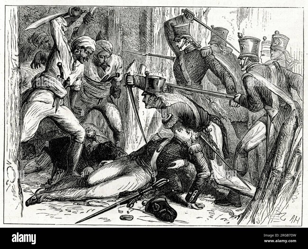 Rettung von Oberstleutnant Macgregor Murray, Schlacht von Talneir (Talnar, Thalner), Indien, 1818, Teil des Dritten Anglo-Maratha-Krieges (1817-1819). Stockfoto