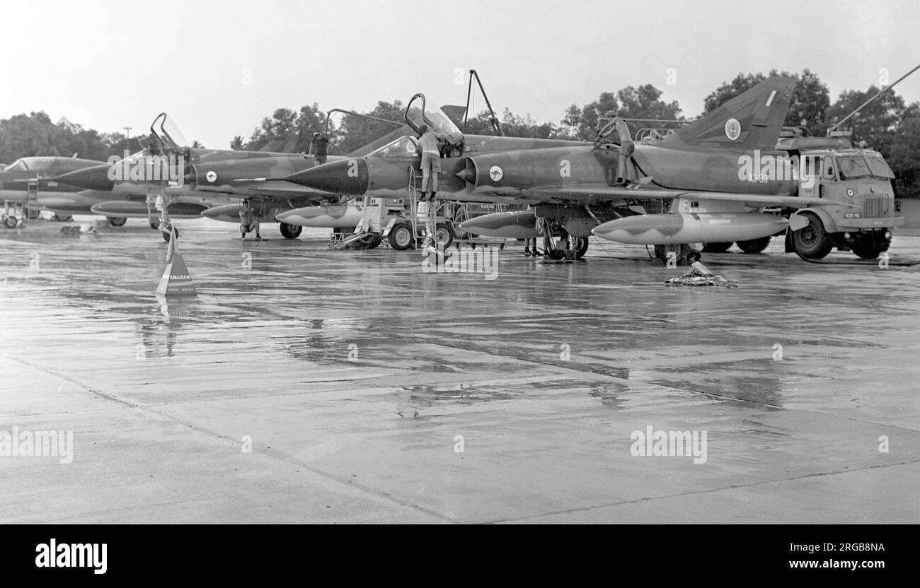 Royal Australian Air Force - Dassault Mirage IIIO(A) A3-93, Staffel Nr. 3, in der RAAF Butterworth in Malaysia stationiert, regelmäßig nach Tengah abkommandiert um 1975, Stockfoto